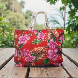 Floral Red Tote Bag